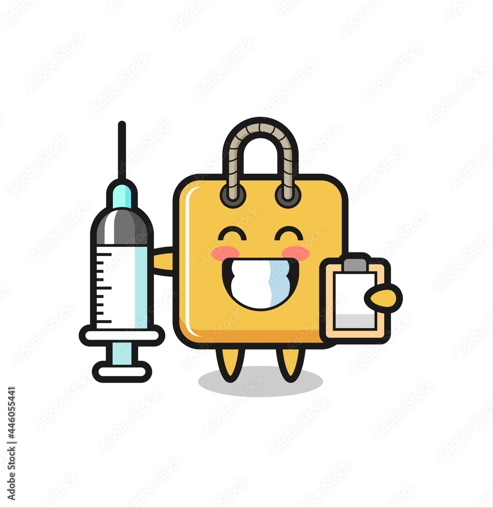 Mascot Illustration of shopping bag as a doctor Mascot Illustration of shopping bag as a doctor