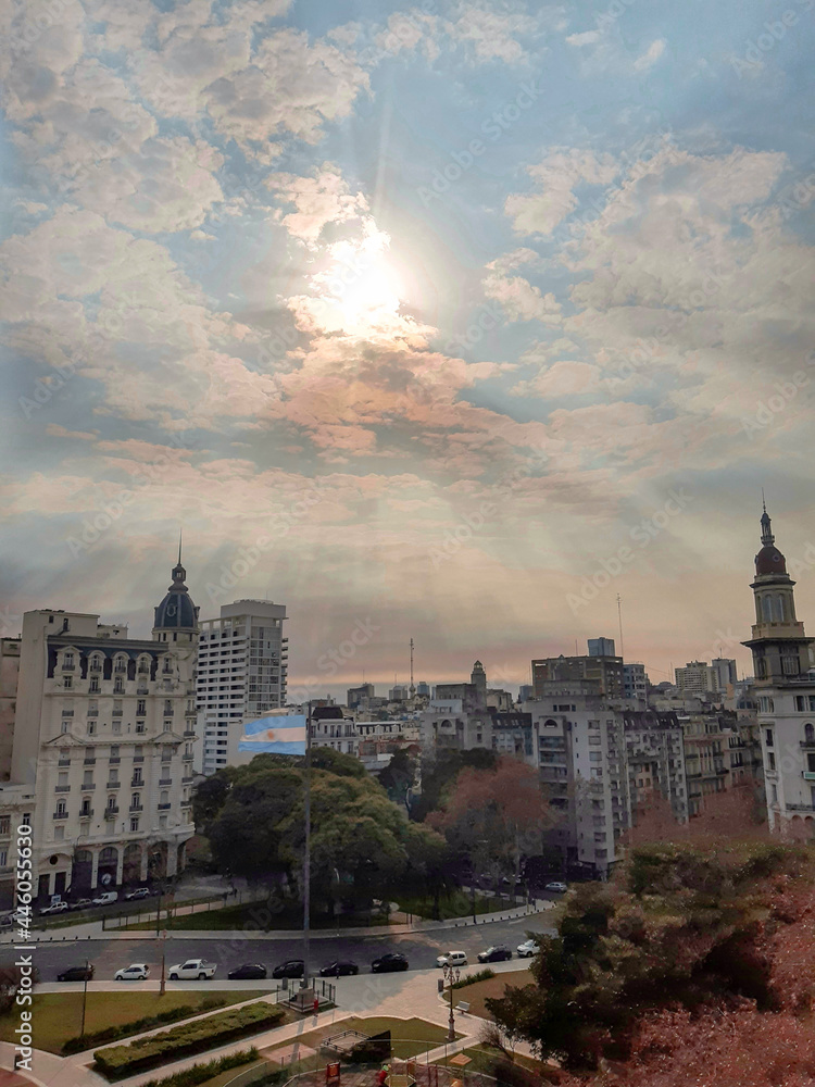 Atardecer de la ciudad de Buenos Aires-Argentina Barrio congreso 