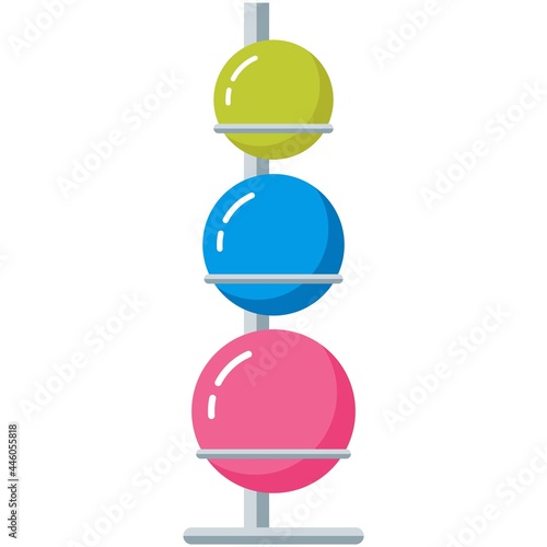 Training fitness ball rack stand isolated cartoon vector