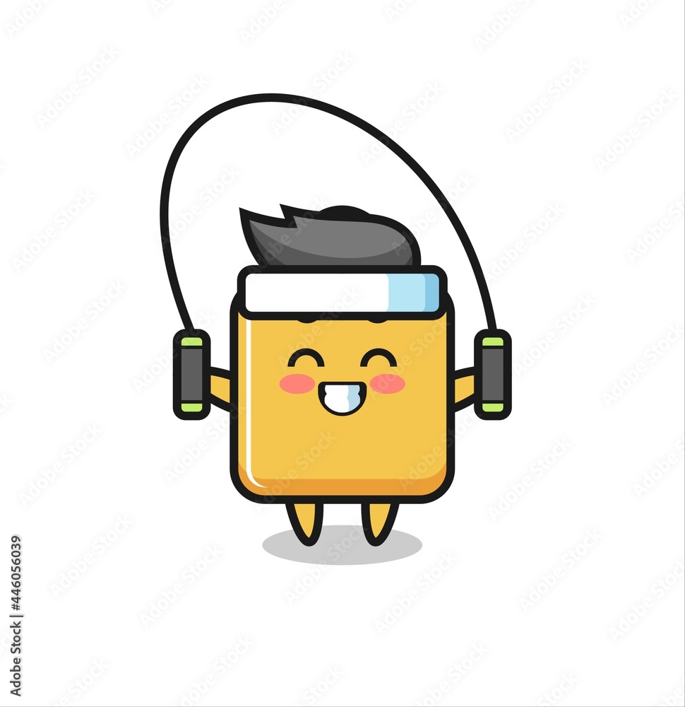 shopping bag character cartoon with skipping rope shopping bag character cartoon with skipping rope