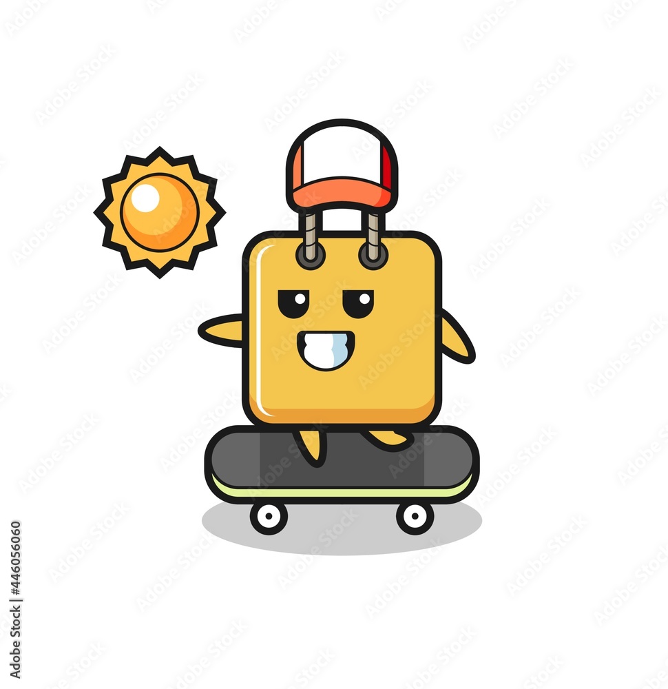 shopping bag character illustration ride a skateboard shopping bag character illustration ride a skateboard