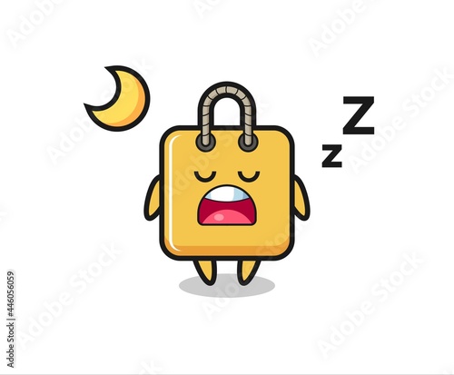 shopping bag character illustration sleeping at night
