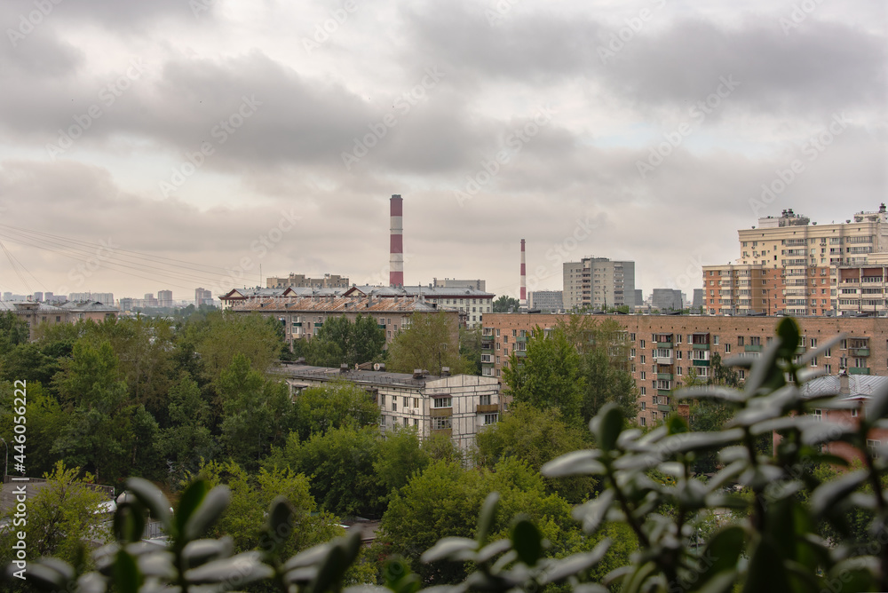 Cityscape panorama of a residential district in Moscow