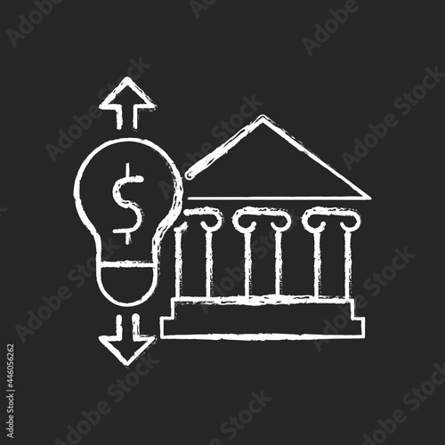 Government energy price regulation chalk white icon on dark background. Community utility supply and service cost. Electricity usage efficiency. Isolated vector chalkboard illustration on black