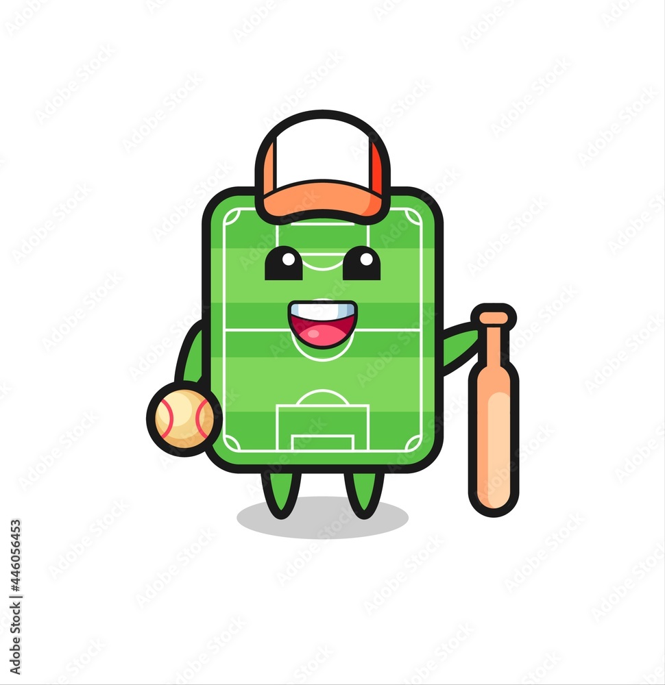 Cartoon character of football field as a baseball player Cartoon character of football field as a baseball player
