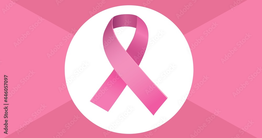 Composition of pink breast cancer ribbon on pink background Composition of pink breast cancer ribbon on pink background