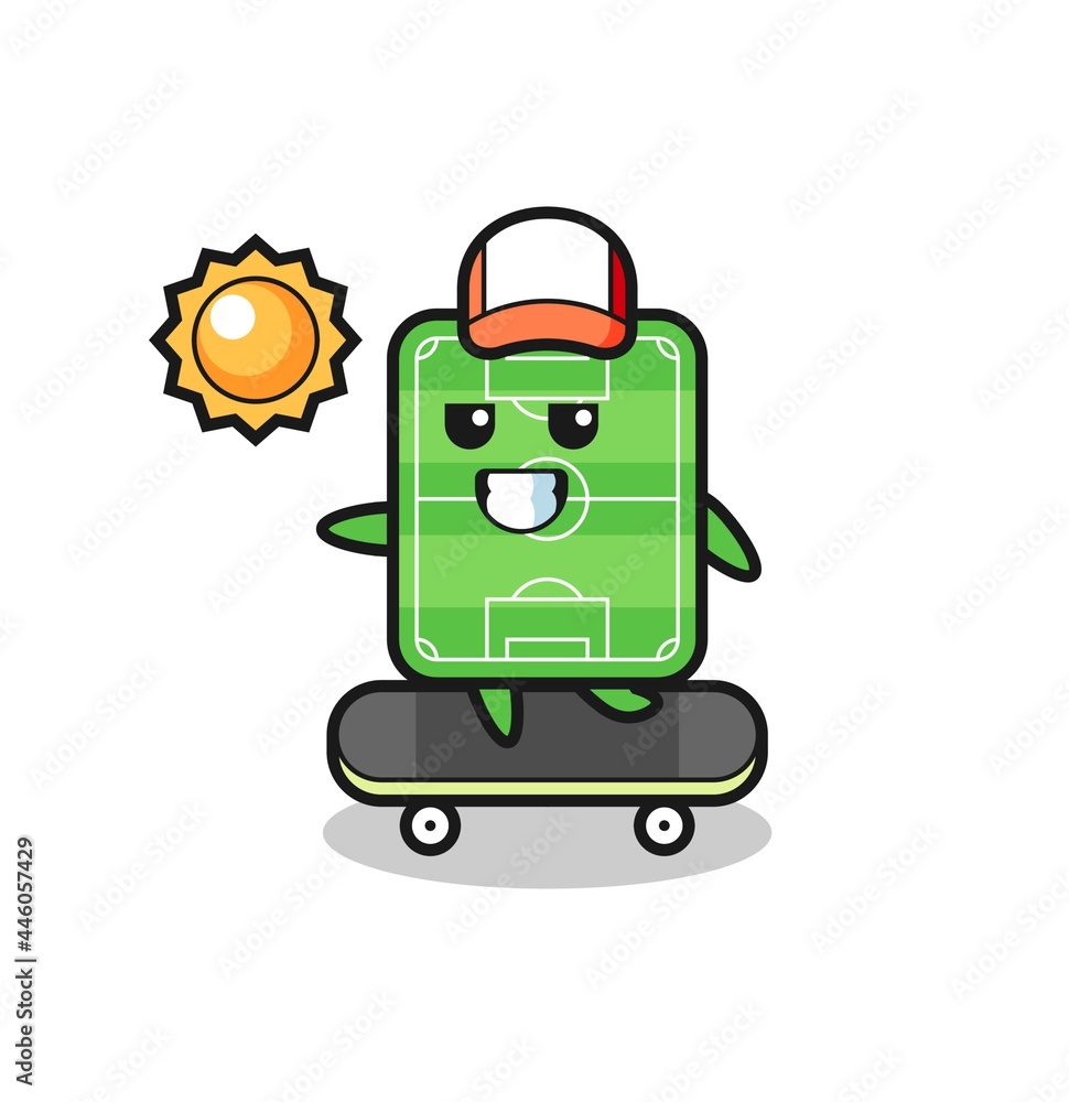 football field character illustration ride a skateboard football field character illustration ride a skateboard