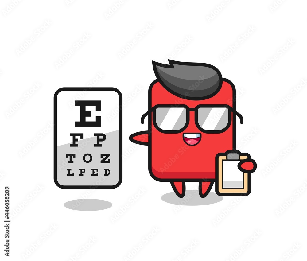 Illustration of red card mascot as an ophthalmology Illustration of red card mascot as an ophthalmology