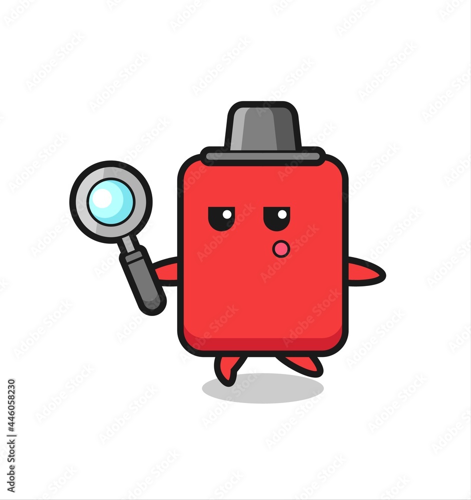 red card cartoon character searching with a magnifying glass red card cartoon character searching with a magnifying glass
