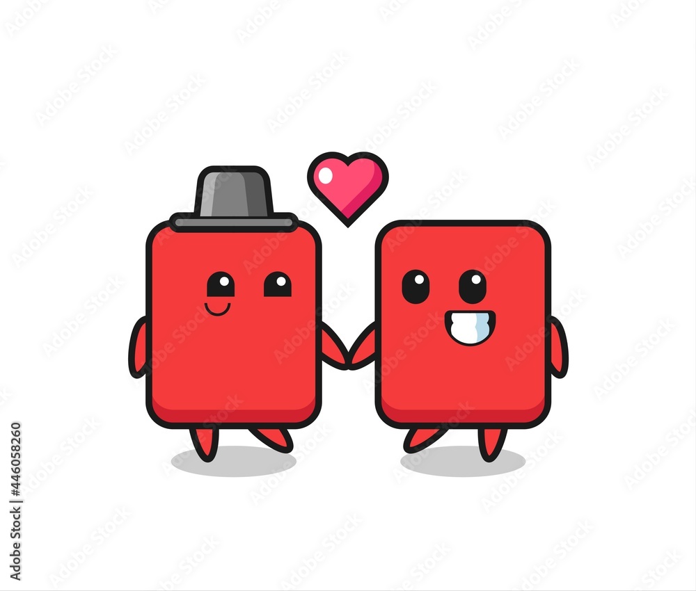 red card cartoon character couple with fall in love gesture red card cartoon character couple with fall in love gesture