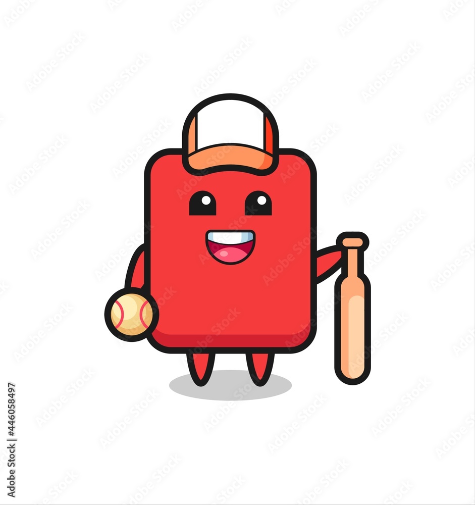Cartoon character of red card as a baseball player Cartoon character of red card as a baseball player