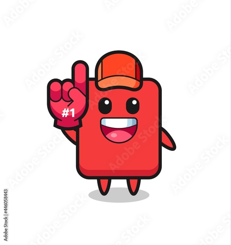 red card illustration cartoon with number 1 fans glove
