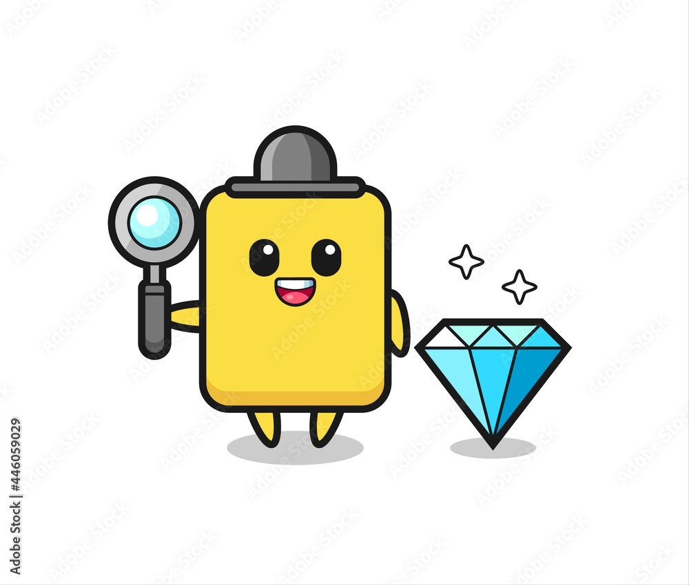 Illustration of yellow card character with a diamond Illustration of yellow card character with a diamond