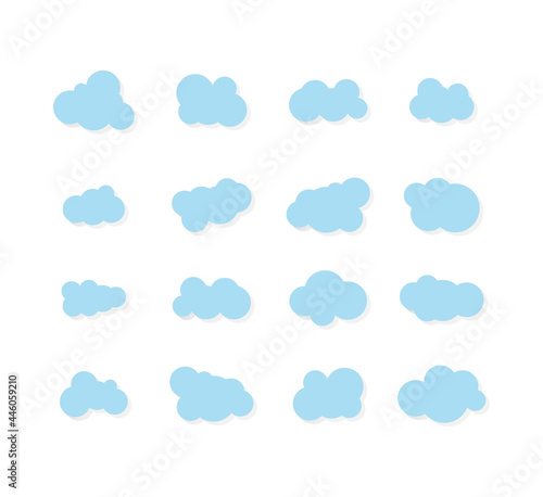 Clouds. Abstract blue cloudy set isolated on white background. Creative modern concept - stock vector. Flat. Vector illustration
