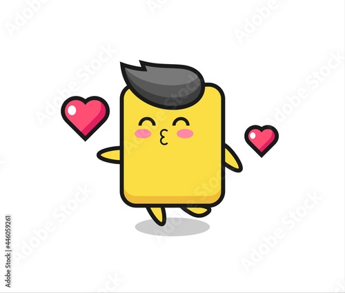 yellow card character cartoon with kissing gesture