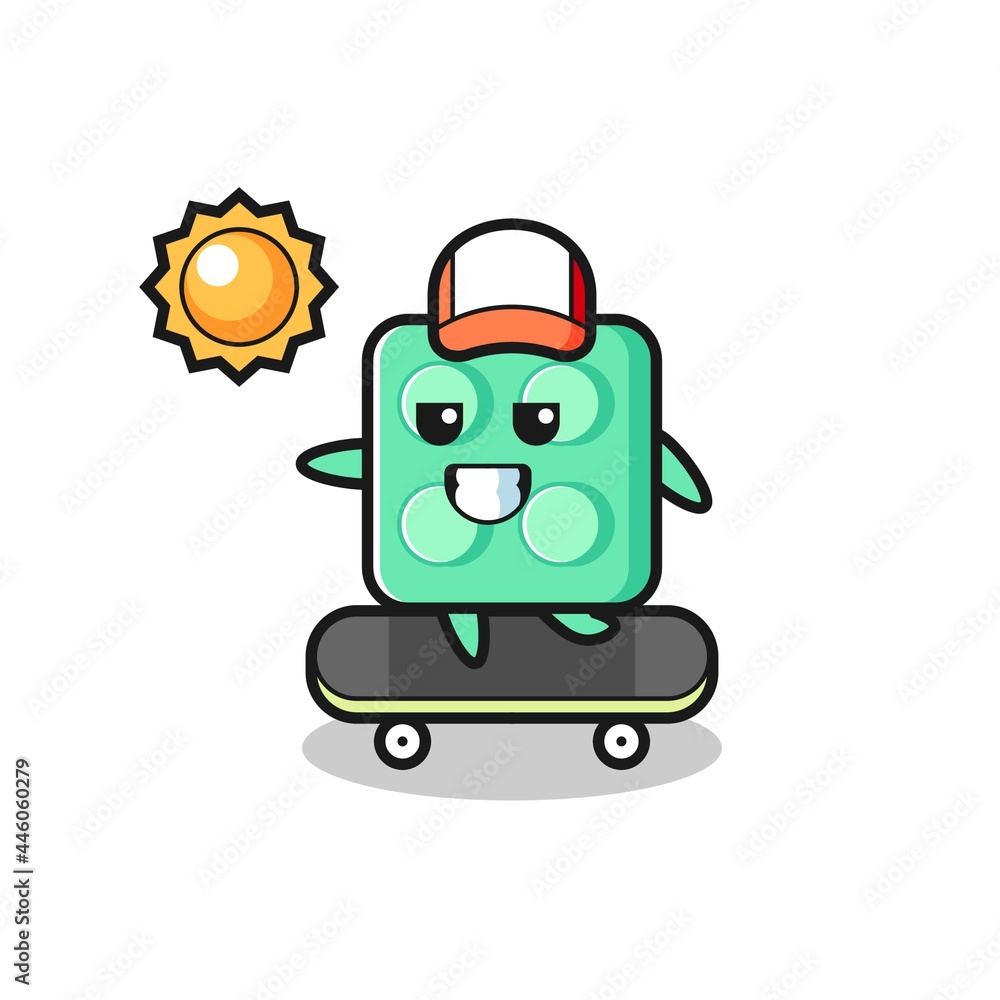 brick toy character illustration ride a skateboard