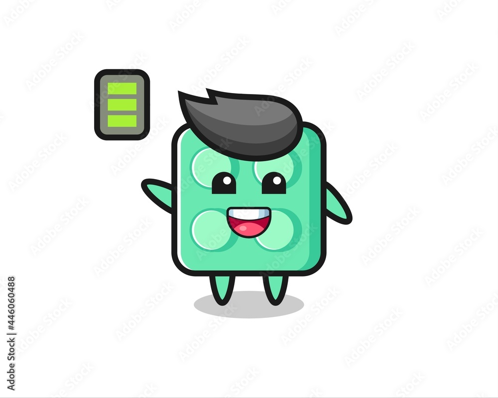 brick toy mascot character with energetic gesture brick toy mascot character with energetic gesture