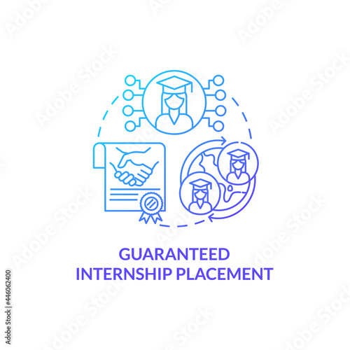 Guaranteed internship placement concept icon. Internship program abstract idea thin line illustration. Permanent job contract with company. Interning overseas. Vector isolated outline color drawing