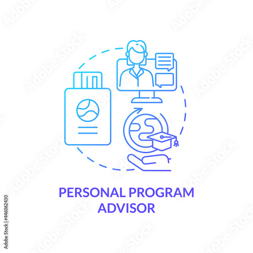 Personal program advisor concept icon. Internship program abstract idea thin line illustration. Assistance with travel plans. Guide through academic journey. Vector isolated outline color drawing