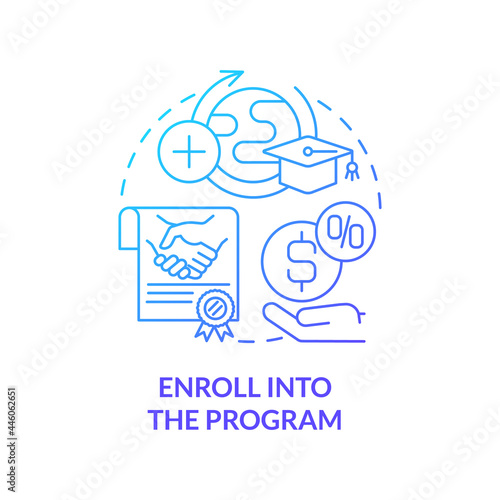 Enroll into internship program concept icon. Intern procedure abstract idea thin line illustration. Transferring payments. Fulfilling internship requirement. Vector isolated outline color drawing