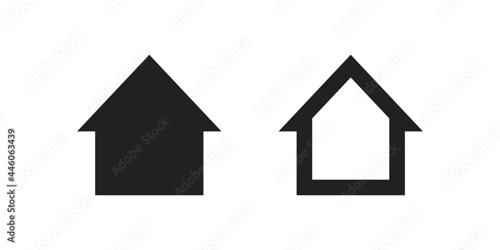 Home simple symbol. Homepage icon set. Web button, house line illustration in vector flat Home simple symbol. Homepage icon set. Web button, house line illustration in vector flat