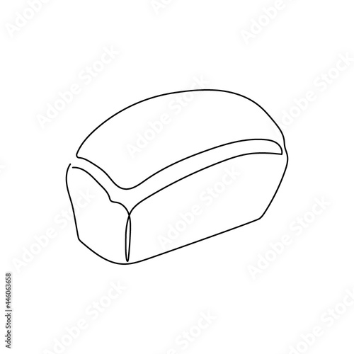 Bread brick one line art. Continuous line drawing of loaf of white bread.