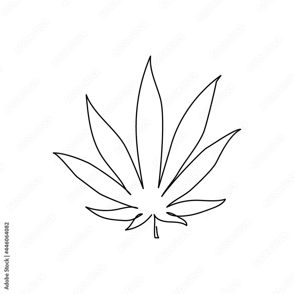 Cannabis leaf continuous line drawing. One line art of leaves, herb, plants, drug. Cannabis leaf continuous line drawing. One line art of leaves, herb, plants, drug.
