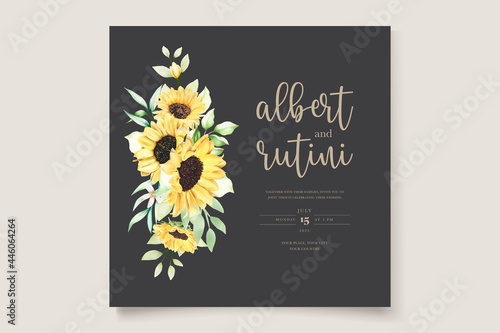beautiful hand drawn watercolor sunflower invitation card set