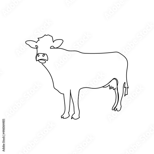 Calf, cow one line art of horse. Continuous line drawing of livestock, domestic animal.