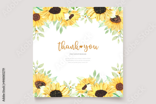 beautiful hand drawn watercolor sunflower invitation card set
