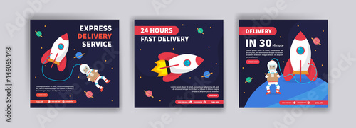 Express delivery service. Fast delivery 24 hours. Delivery in 30 minute. Banner vector for social media ads, web ads, business messages, discount flyers and big sale banners.