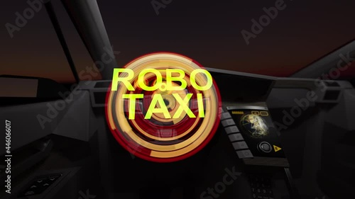 Futuristic car interior of taxi. 3D rendering.