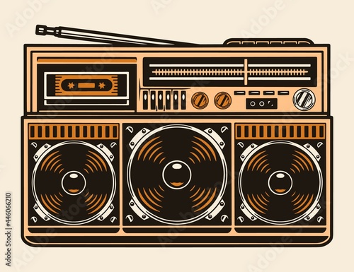 Colorful portable retro cassette recorder