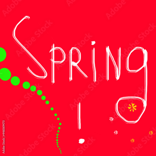 Word spring on red background picture