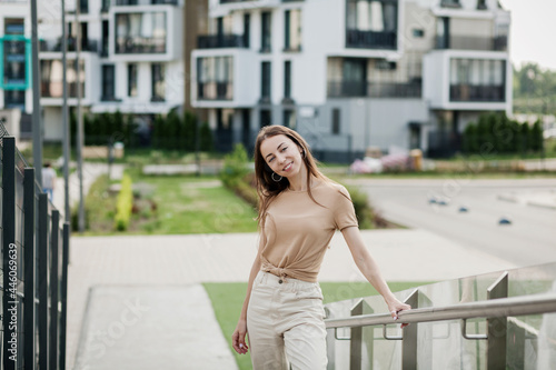 Lifestyle portrait happy smiling woman