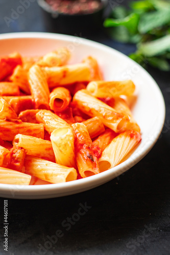 pasta tomato sauce italian classic dish meal on the table snack copy space food background rustic