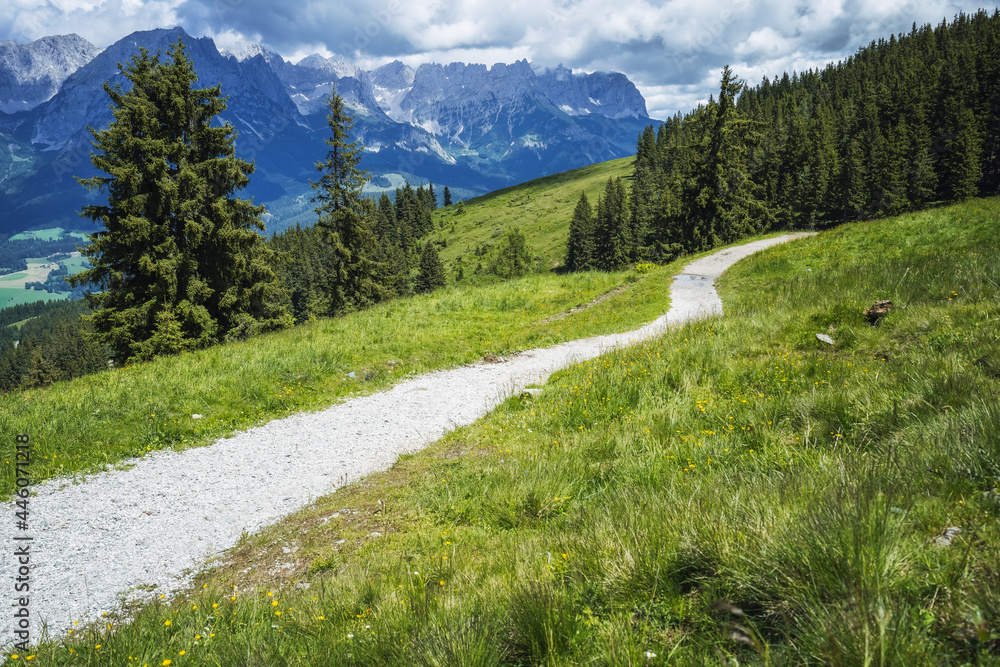 Fototapeta premium Hiking trail in Wilder Kaiser mountains region, Tirol - Austria