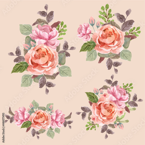 Floral Bouquet With Love Blooming Concept Design Watercolor Illustration_2
