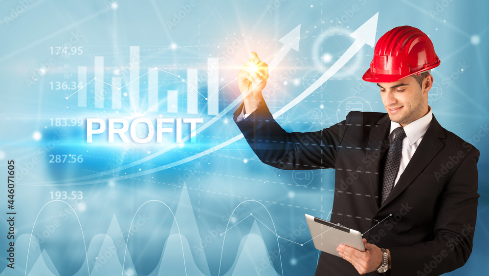 Young Businessman with helmet concept Young Businessman with helmet concept