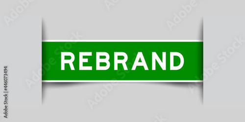 Label sticker green color in word rebrand that inserted in gray background