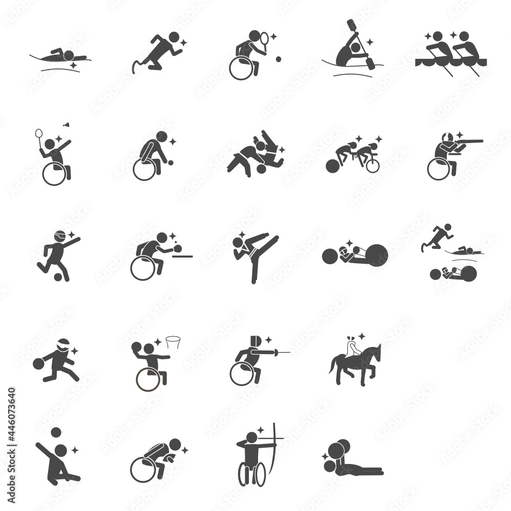 para Summer sports pictogram Black No frame set,SVG
