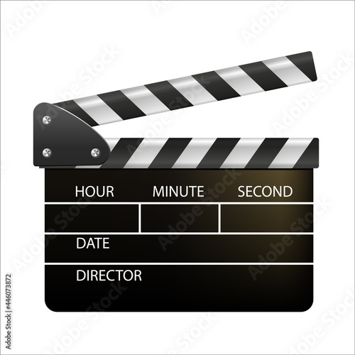 Film clappers boards isolated on white background. Blank movie clapper cinema. Vector movie clapper board EPS .