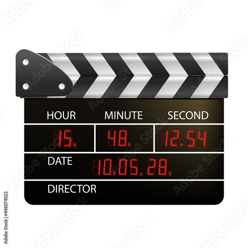 Film clappers boards isolated on white background. Blank movie clapper cinema. Vector movie clapper board EPS .