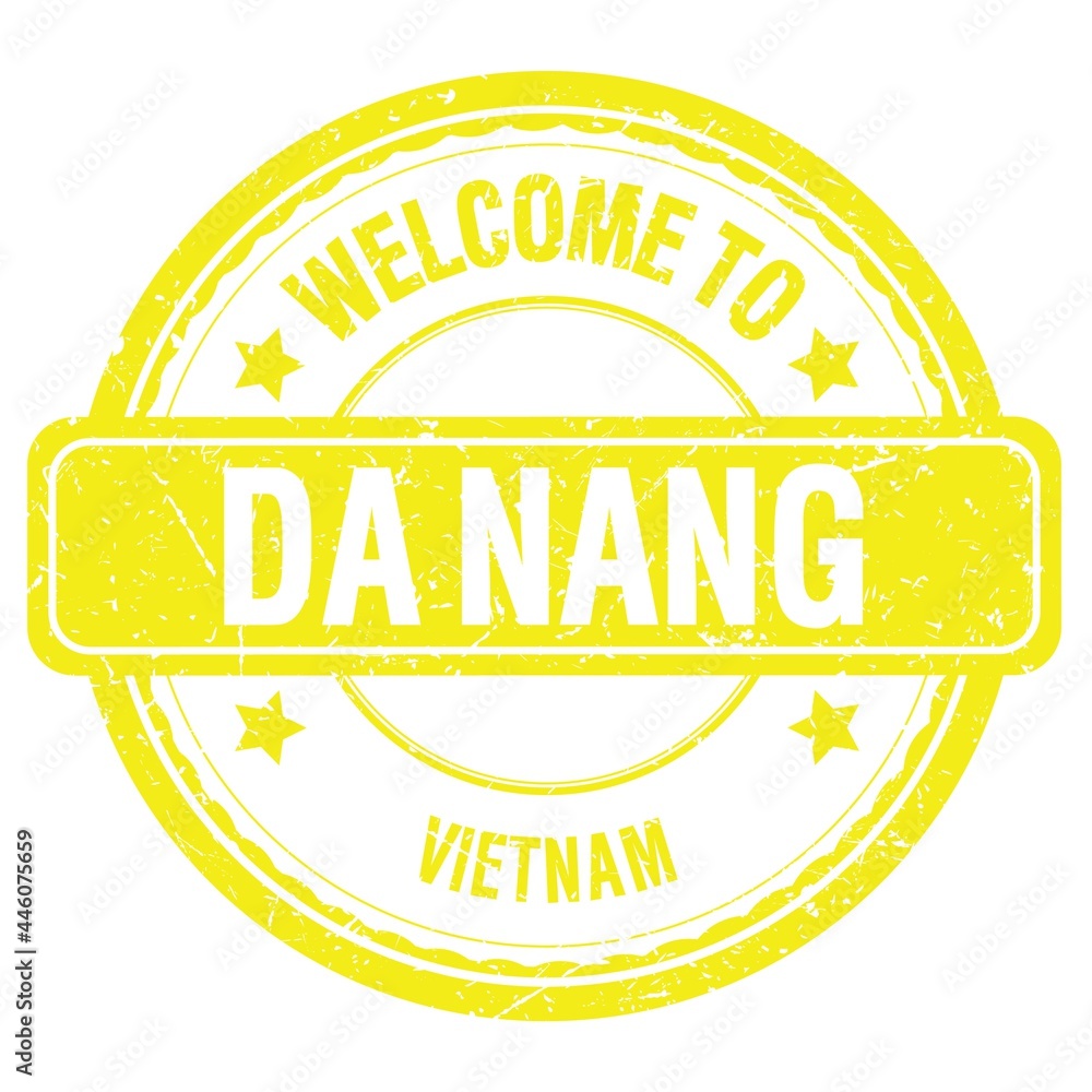 WELCOME TO DA NANG - VIETNAM, words written on yellow stamp