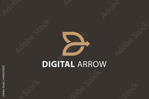 Letter D brown color direction arrow business logo