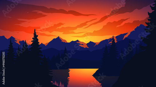 sunset in mountains