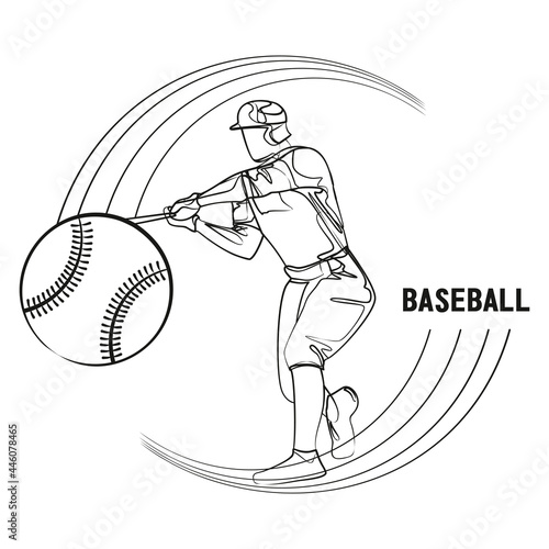 Baseball player hit the ball on a white background.