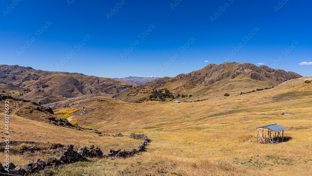 landscape of the mountains of Peru on a sunny day in autumn, the place has a Quechua name landscape of the mountains of Peru on a sunny day in autumn, the place has a Quechua name