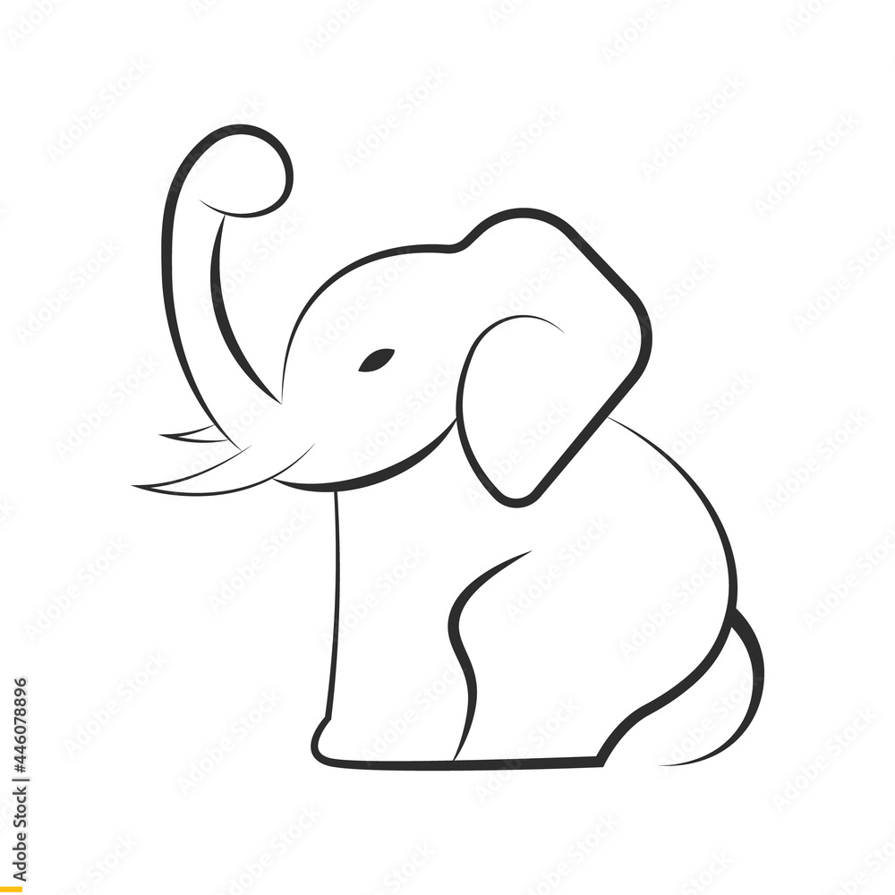 Fototapeta premium Elephant Line Art Vector Design for Business and Company