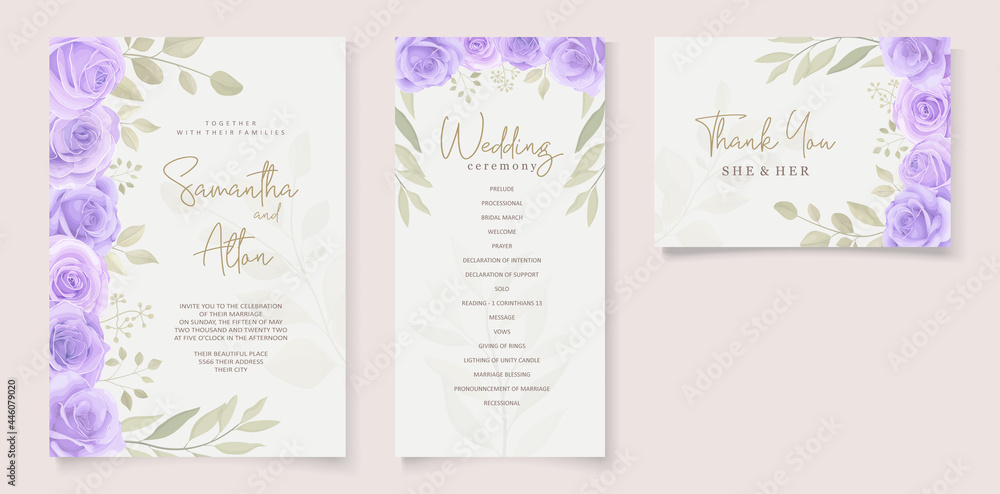 Set Beautiful Soft Color Floral Wedding Invitation Template_3